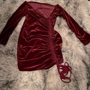 Asymmetrical Ruched Drawstring Dress